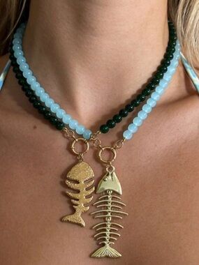 Fishbone statement Necklace #2749